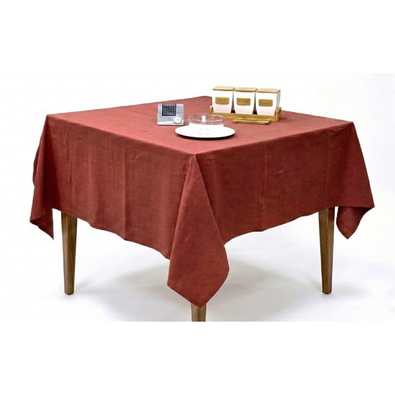 SYDR Mock Slub Tablecloth 60" x 102" Rectangular Cotton Blend, Modern Textured Fabric, Machine Washable & Easy Care, Marron, 1 Piece