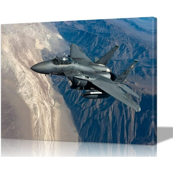 SYDposter Aviation Decor Air Force Decorations F-15E Fighter Jet Wall Art Airplane Wall Decor Fighter Jet Decor Military Wall Art Airplane Art Air Force Poster for Bedroom Decor (16''Hx24''W)
