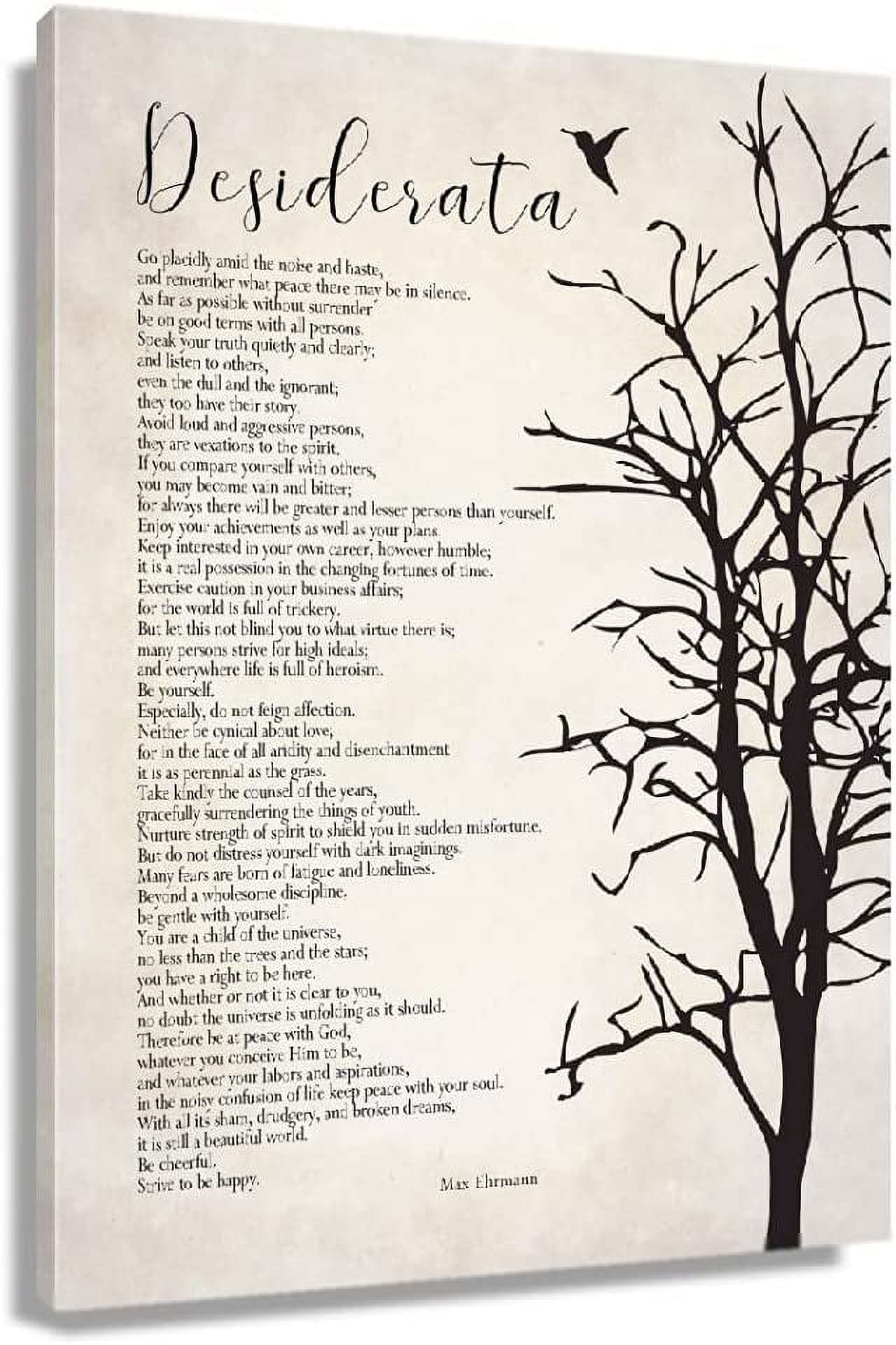 Desiderata Poem Framed Motivational Canvas Wall Art