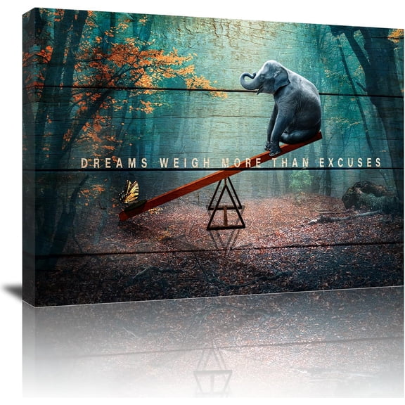 SYDposter Inspirational Quotes Canvas Print Wall Art - Motivational Poster Artwork Modern Home Decor -Elephant and Butterfly Wall Decor- Inspirational Mindset Decor for Office Unframed Ready to Hang