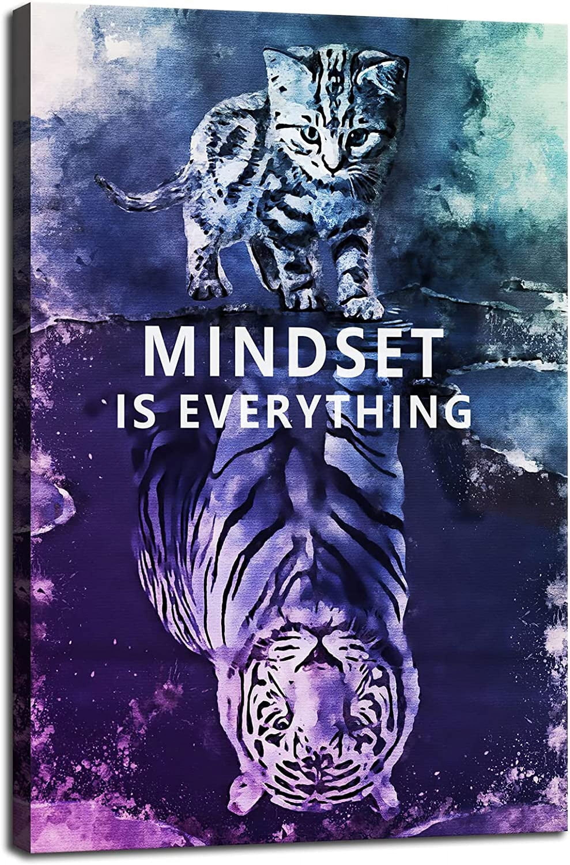 SYDposter Mindset is Everything Cat and Tiger Canvas Wall Art Pictures ...