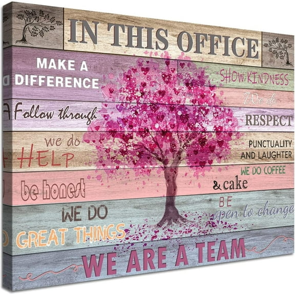 SYDposter Pink Inspirational Wall Art for Office Women Motivational Quotes Phrases Poster Rustic Heart Tree Pictures Unframed Wall Art Décor Contemporary Home Workspace Desk Decor Gifts 16x24in