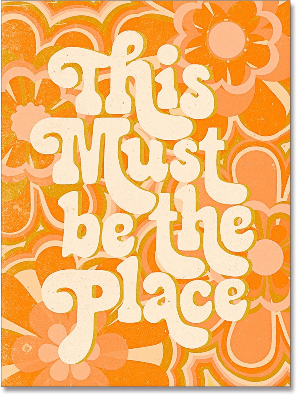 Retro Orange Floral Motivational Canvas Wall Art 12x16