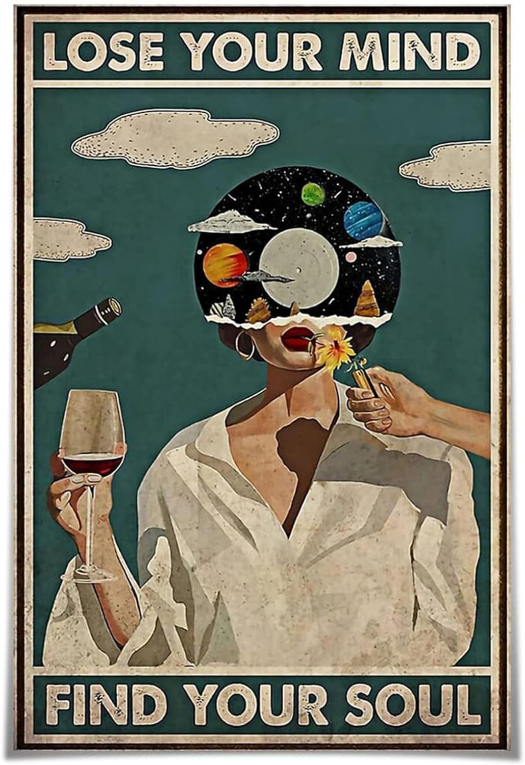 SYDposter Vintage Lose Your Mind Find Your Soul Poster Mental Health Inspirational Quote Canvas Wall Art Aesthetic Posters Music Girl Print Painting Abstract Wall Decor for Bed Room Bathroom 8x12inch