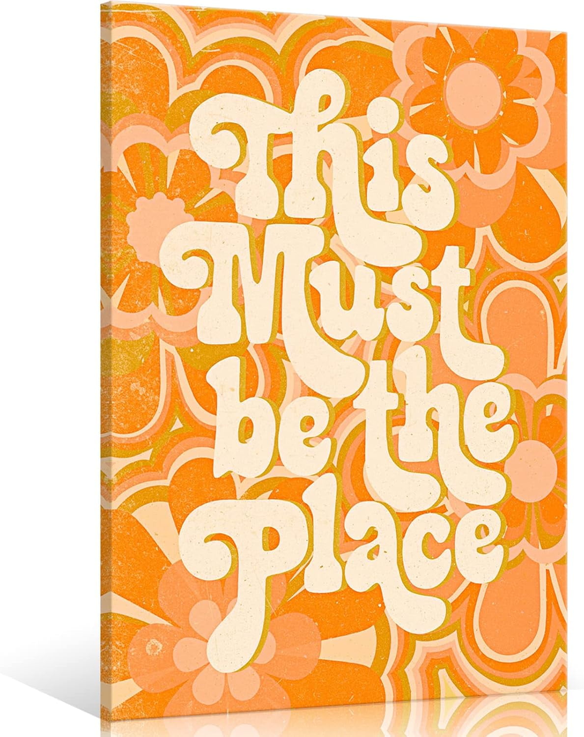 Retro Orange Floral Motivational Canvas Wall Art 12x16