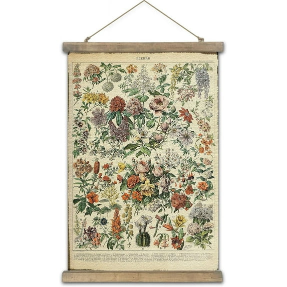 SYDposter Vintage Poster,Rustic Art Prints, Retro Style of Wall Hanging for Living Room Office Classroom Bedroom Playroom Apartment Decor. (Botany of Flower 1Panels, 16\u201c x 24\u201d)