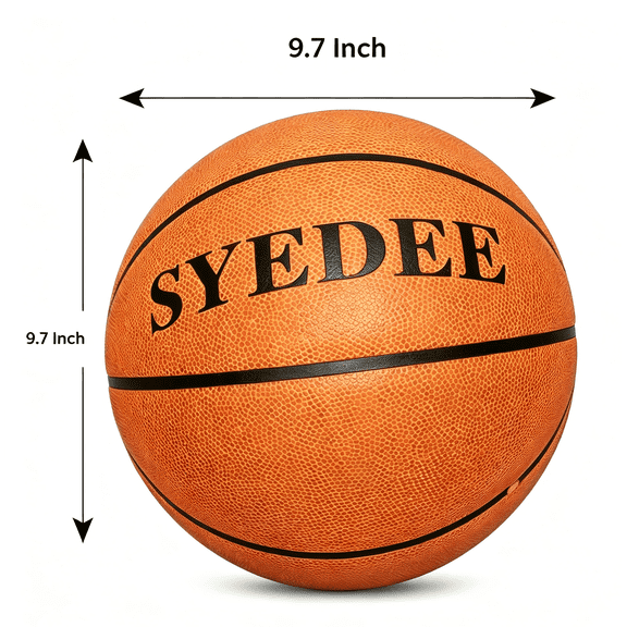 SYEDEE Basketball Size 7 Official, High-Performance PU Basketball for Court Play, Durable Indoor Outdoor Basketball with Exceptional Grip