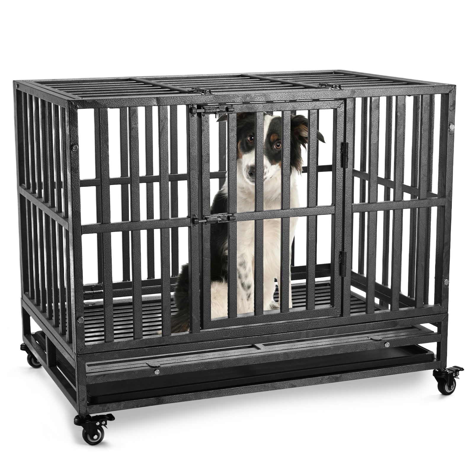 SYEENIFY Heavy Duty Dog Crate Steel Escape Proof Indestructible high ... - Safety Heavy Duty Dog Crate With Durable Stable Base