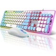 thumbnail image 1 of SYGTA Gaming Keyboard and Mouse Combo, 104 keys RGB Backlit USB-A Wired Computer Keyboard for Game and Office,Retro Punk Round Keycaps for PC Mac,Blue&White, 1 of 7