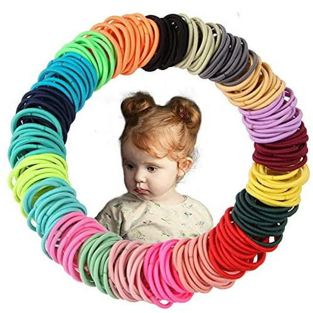 SYGY 200PCS Baby Hair Ties for Girls, Toddler Hair Tie 3mm Thick , Small Hair Ties Multicolor Elastic Hair Bands, No Hair Damage Cute Hair Accessories Ponytail Holder for Infants Kids
