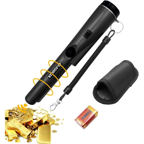 SYITOOCK Metal Detector Pinpointer, Professional Handheld Pin Pointer Wand, 360Search Treasure Pinpointing Finder Probe with Belt Holster, Black