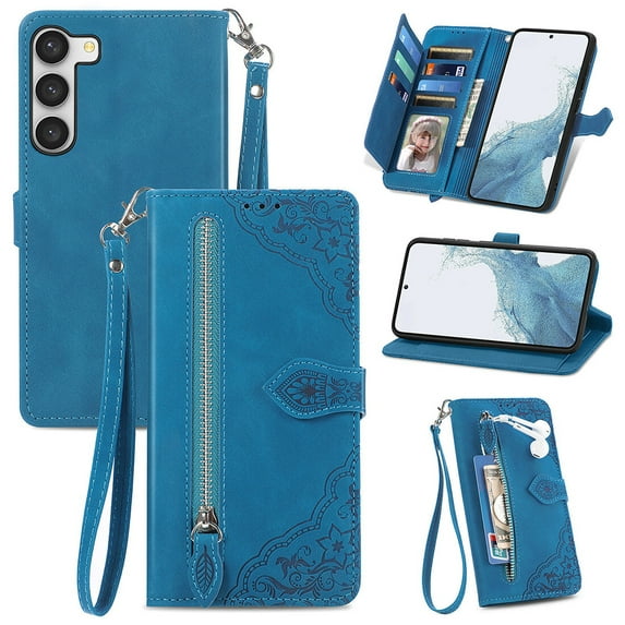 SYITOOCK Phone Case for Motorola Moto G Power 5G 2024, Shockproof PU Leather Wallet Case with Card Slots Anti-Scratch Stand Magnetic Flip Zipper Pocket Cover for Motorola Moto G Power 5G 2024, Blue