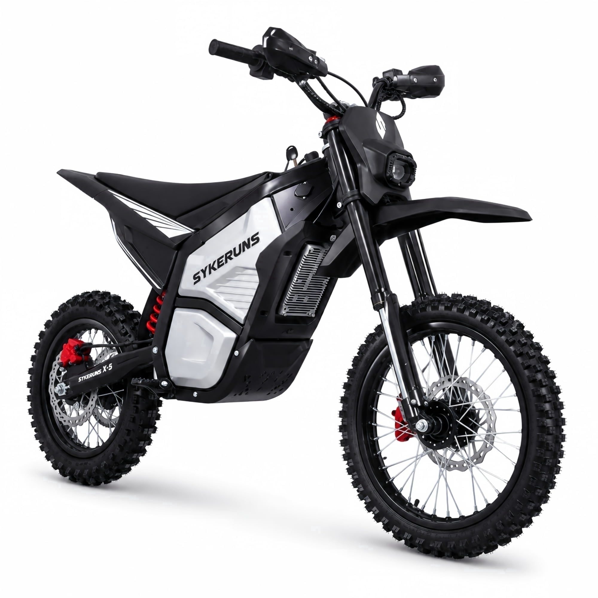 SYKERUNS X5 Adult Electric Dirt Bike, 2600W, Up to 44MPH, 48V 20Ah, 14"/12" Tires, Black