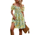 thumbnail image 1 of SYKT Women's Dresses Casual Summer Print Ruffle A Line Short Sleeve Mini Floral Dress for Women, 1 of 9