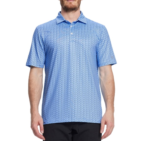 SYLCLEG Golf Shirts for Men Dry Fit Short Sleeve Print Performance Wicking Polo Shirt,Bluejay Navy Dogs,L