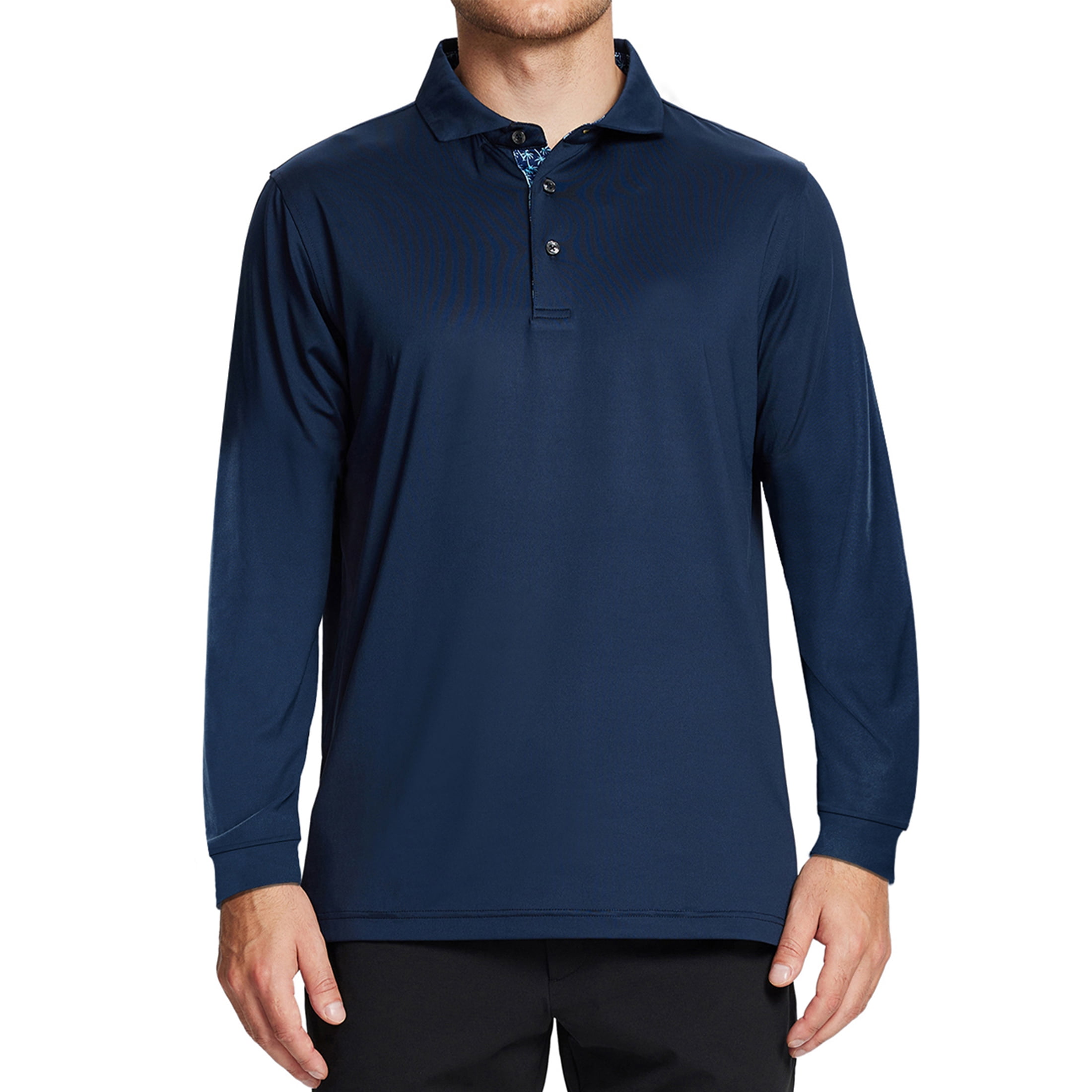 SYLCLEG Men Polo Shirts Long Sleeve Casual Solid Dry Fit Performance