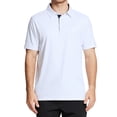 thumbnail image 1 of SYLCLEG Mens Polo Shirts Short Sleeve Casual Solid Stylish Dry Fit Performance Designed Collared Golf Polo Shirts for Men,White,L, 1 of 7