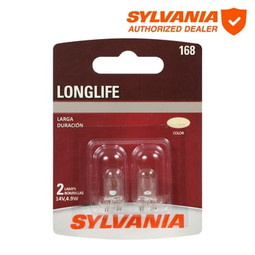 Sylvania 168 Long Life Mini Bulb, 2 Pack, Compatible with Multiple Cars