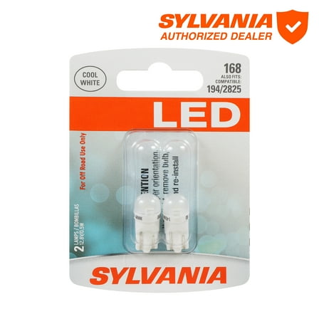 Sylvania 168 WHITE SYL LED Mini Bulb, 2 Pack, Compatible with Multiple Cars