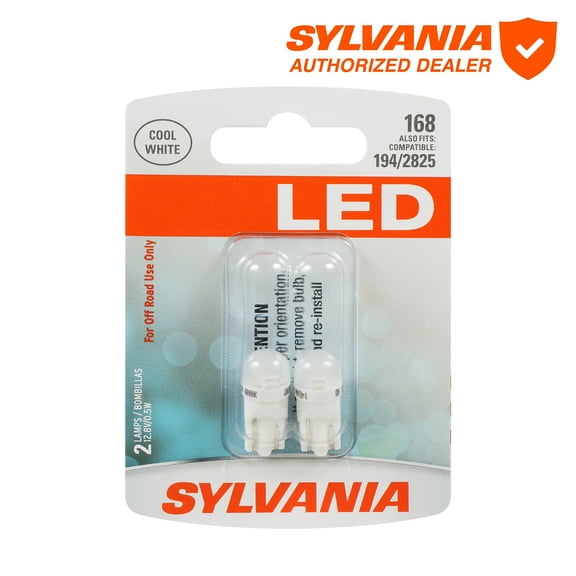 Sylvania 168 WHITE SYL LED Mini Bulb, 2 Pack, Compatible with Multiple Cars