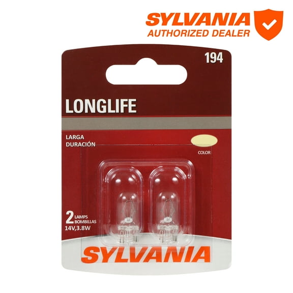Sylvania 194 Long Life Mini Bulb, 2 Pack, Compatible with Multiple Cars