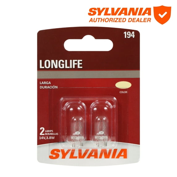 Sylvania 194 Long Life Mini Bulb, 2 Pack, Compatible with Multiple Cars