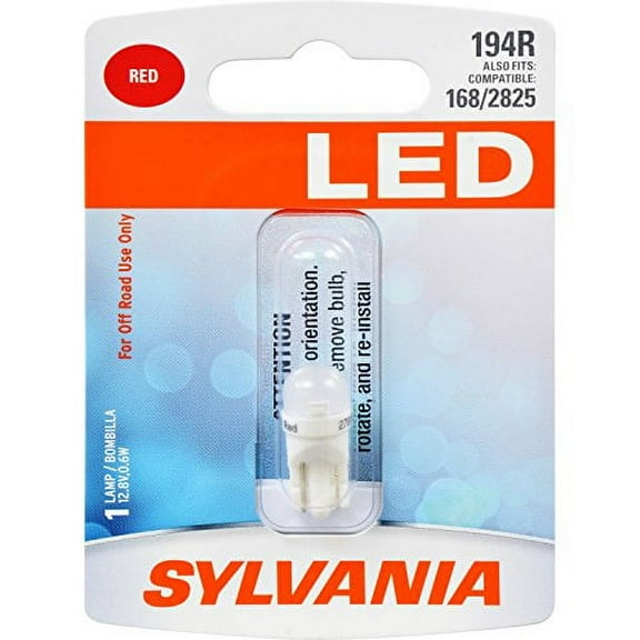 SYLVANIA 194 T10 W5W Red LED Bulb, (Contains 1 Bulb)