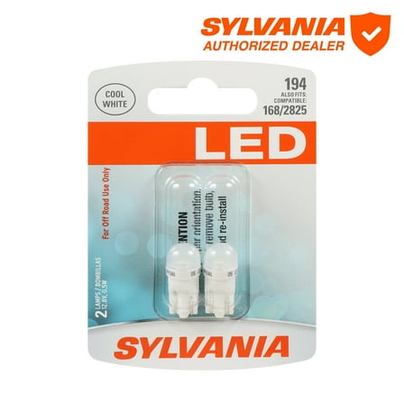 Sylvania 194 WHITE SYL LED Mini Bulb, 2 Pack, Compatible with Multiple Cars