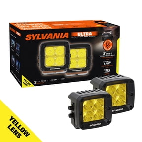 SYLVANIA - Ultra 3 Inch Cube LED Light Pod - Lifetime Limited Warranty - Yellow Spot Light 2600 Raw Lumens, Off Road Driving Work Light, Truck, Car, Boat, ATV, UTV, SUV, 4x4 (2 PC)