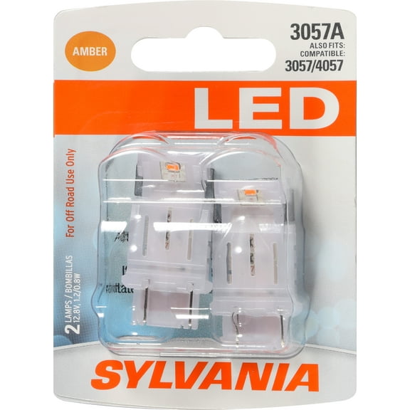 SYLVANIA - 3057 LED Amber Mini Bulb - Bright LED Bulb, Ideal for Park and Turn Lights (Contains 2 Bulbs)