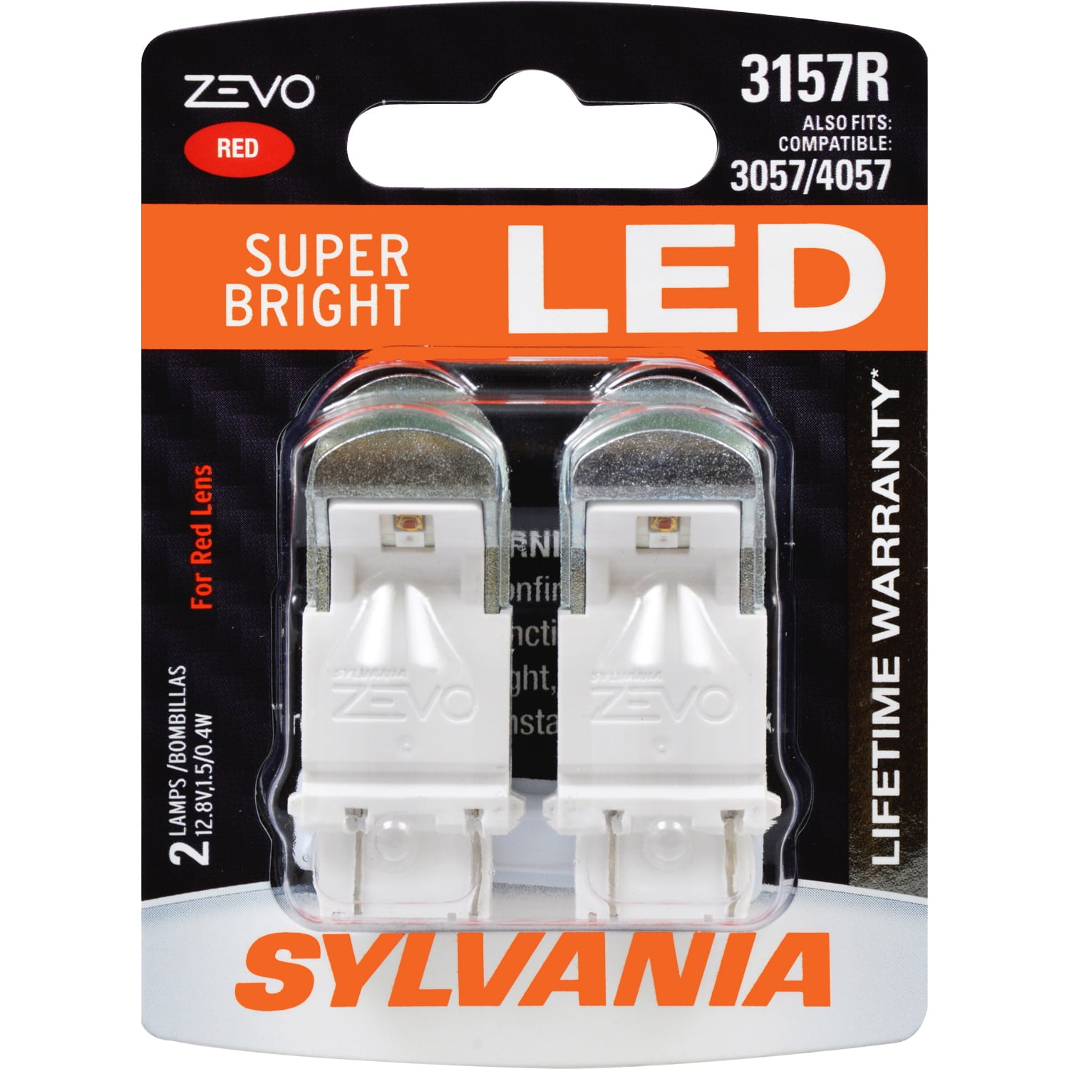 Sylvania 3157 ZEVO LED Mini Automotive Bulbs, Red, 2 pack, Compatible with Multiple Cars