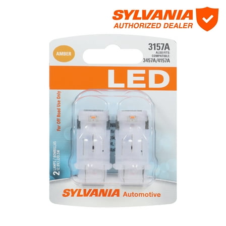 Sylvania 3157A AMBER SYL LED Mini Bulb Mini Bulb, 2 Pack, Compatible with Multiple Cars