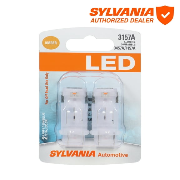 Sylvania 3157A AMBER SYL LED Mini Bulb Mini Bulb, 2 Pack, Compatible with Multiple Cars