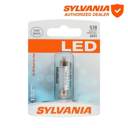 Sylvania 578 WHITE SYL LED Mini Bulb, 1 Pack, Compatible with Multiple Cars