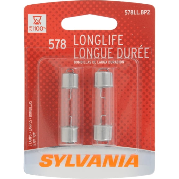 Sylvania 578LL.BP2 Long Life Blister Pack Twin Dome Light Bulb