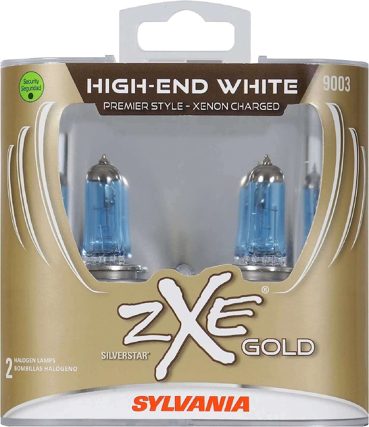 SYLVANIA - 9003 (HB2, H4) SilverStar zXe GOLD High Performance Halogen Headlight Bulb - Headlight & Fog Light, Bright White Output, Best HID Alternative, Xenon Charged Technology (Contains 2 Bulbs)