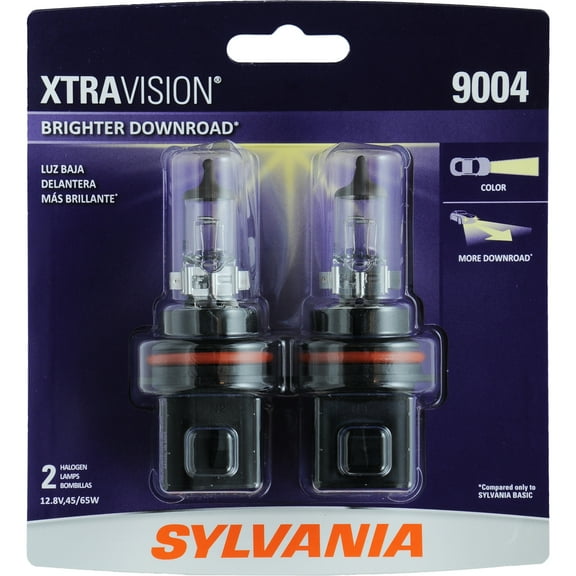 SYLVANIA 9004 XtraVision Halogen Headlight Bulb, Pack of 2
