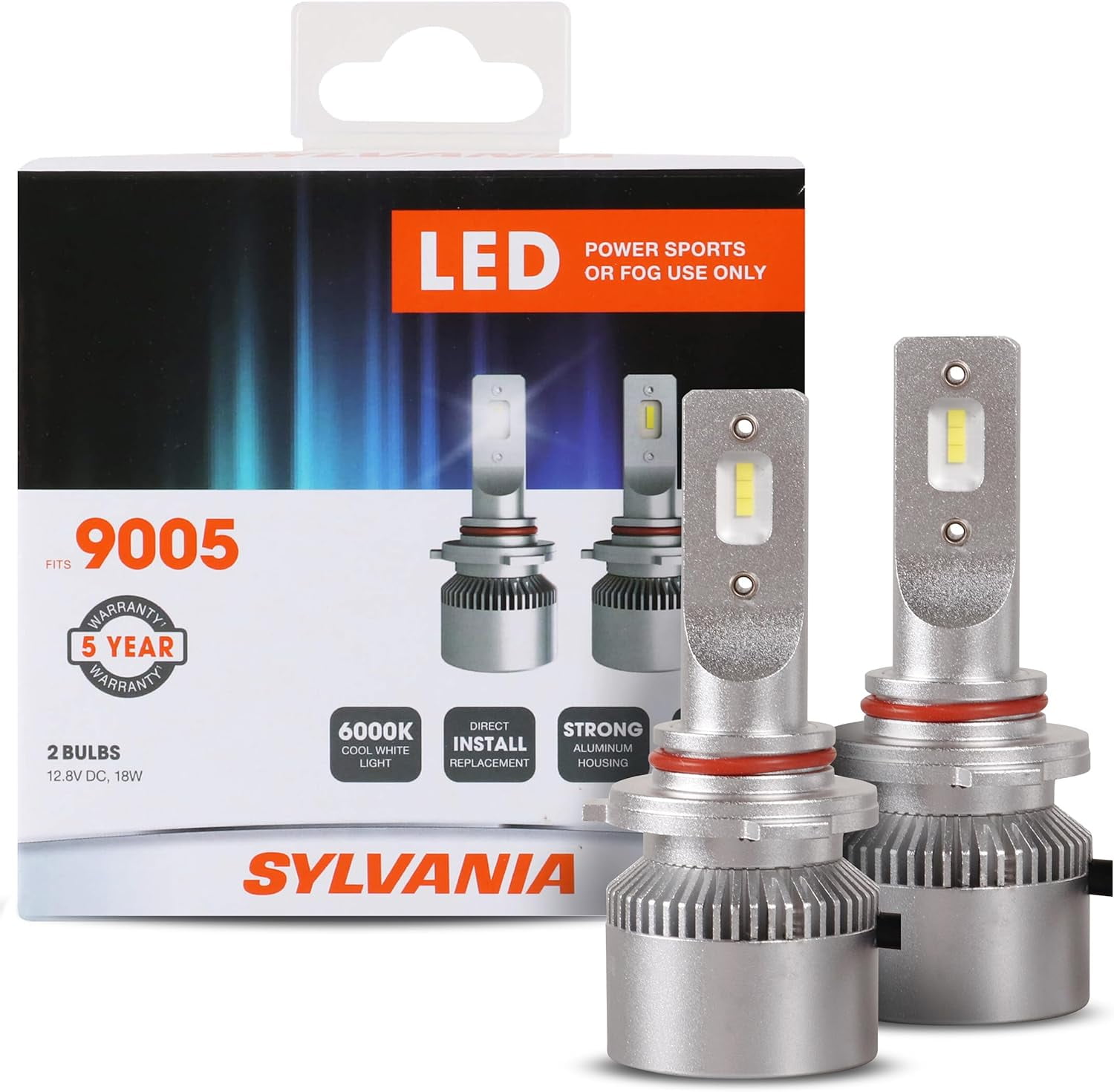 SYLVANIA 9005 LED Powersport Headlight Bulbs for Off-Road Use or Fog Lights - 2 Pack
