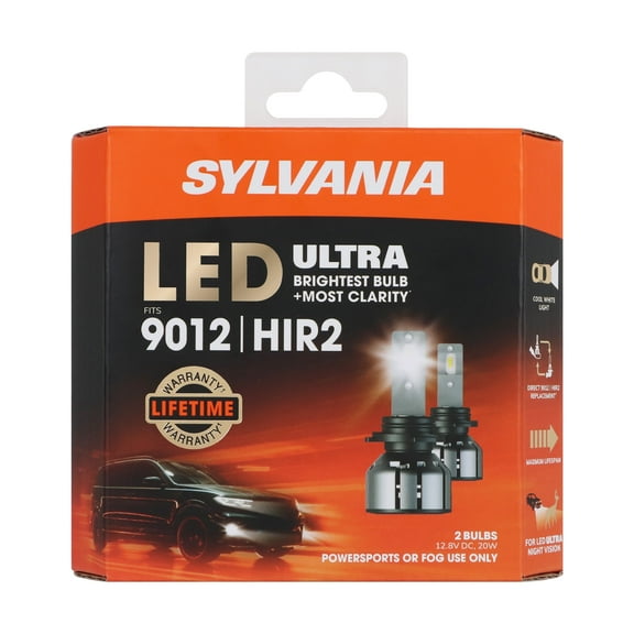 SYLVANIA 9012 LED Ultra - Fog Lights For Cars and Trucks - Headlight Bulbs for Off Road Powersports - 6000k Cool White LED Light - Maximum Lifespan - No Polarity - DIY Upgrade
