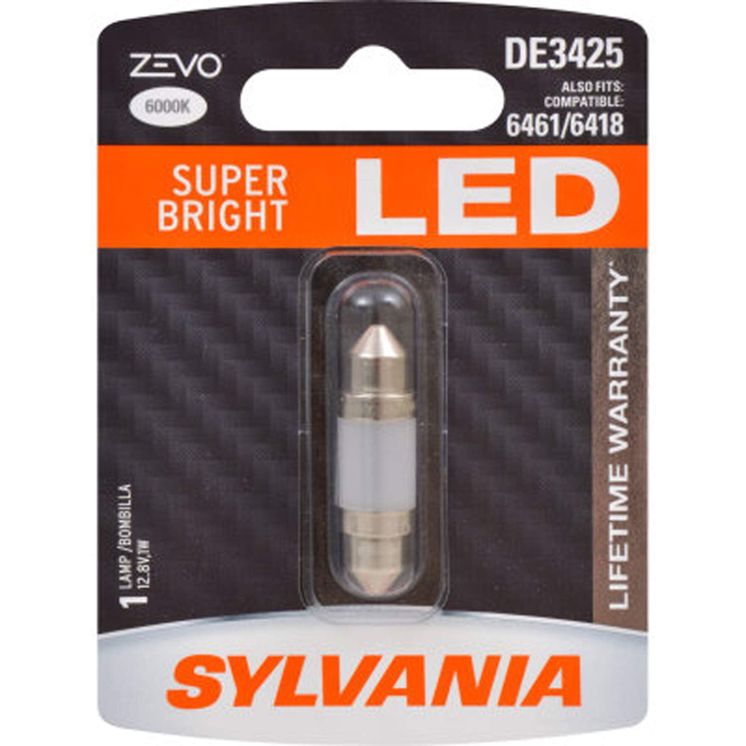 SYLVANIA - DE3425 36mm ZEVO LED Festoon White Bulb - Bright LED Bulb, Ideal for Interior Lighting - Map, Dome, Trunk, Cargo and License Plate (Contains 1 Bulb) C8