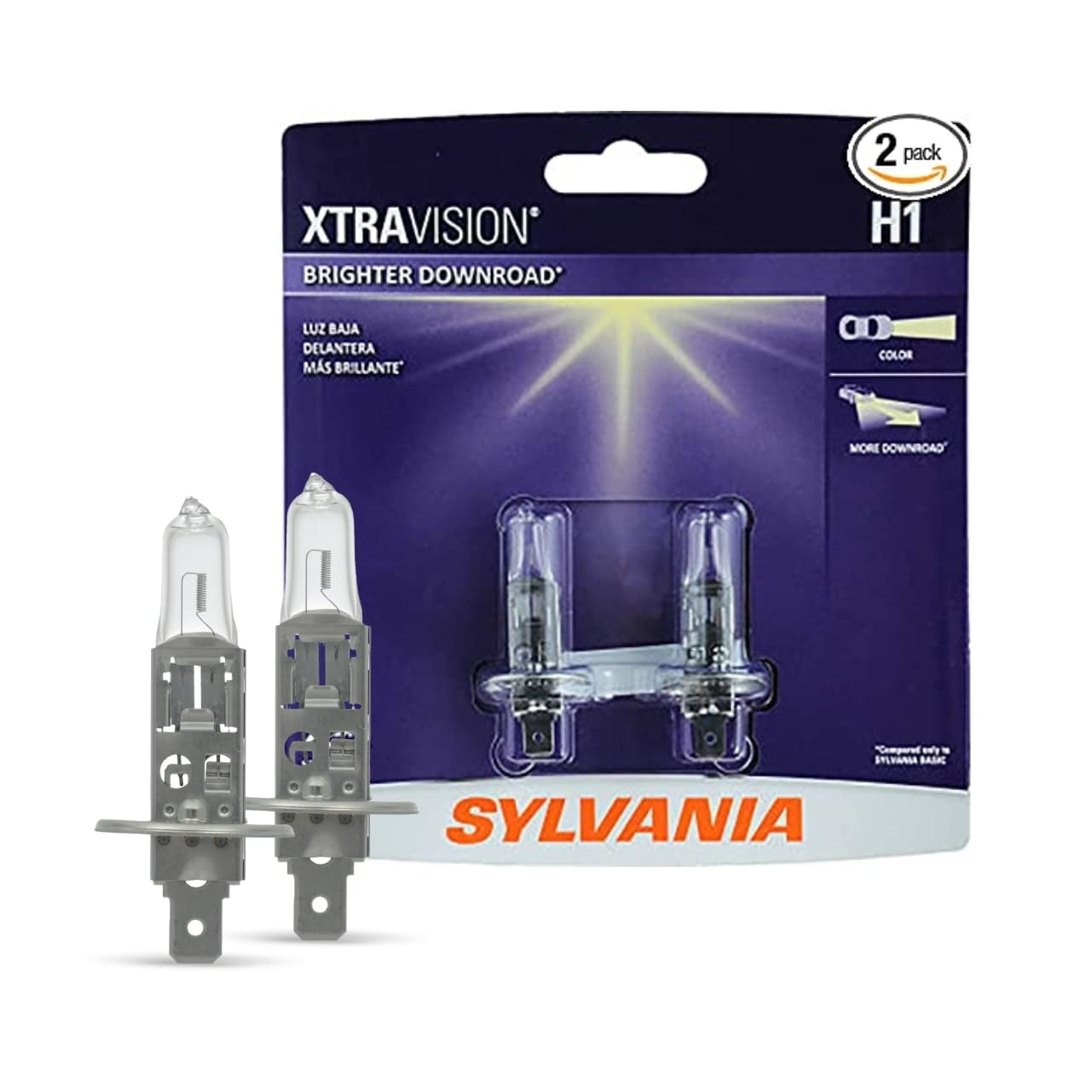 SYLVANIA - H1 XtraVision RRF12 - High Performance Halogen Headlight Bulb, High Beam, Low Beam and Fog Replacement Bulb (Contains 2 Bulbs)