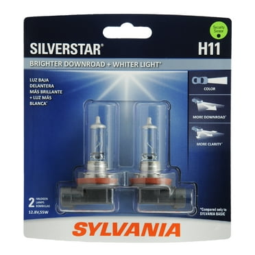 Sylvania H11 SilverStar Halogen Headlight Bulb, 2 Pack, Compatible with Multiple Cars