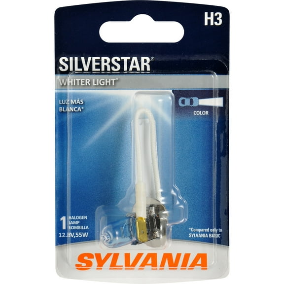 Sylvania H3 SilverStar Halogen Headlight Bulb, 1 pack, Compatible with Multiple Cars, Compatible with Multiple Cars