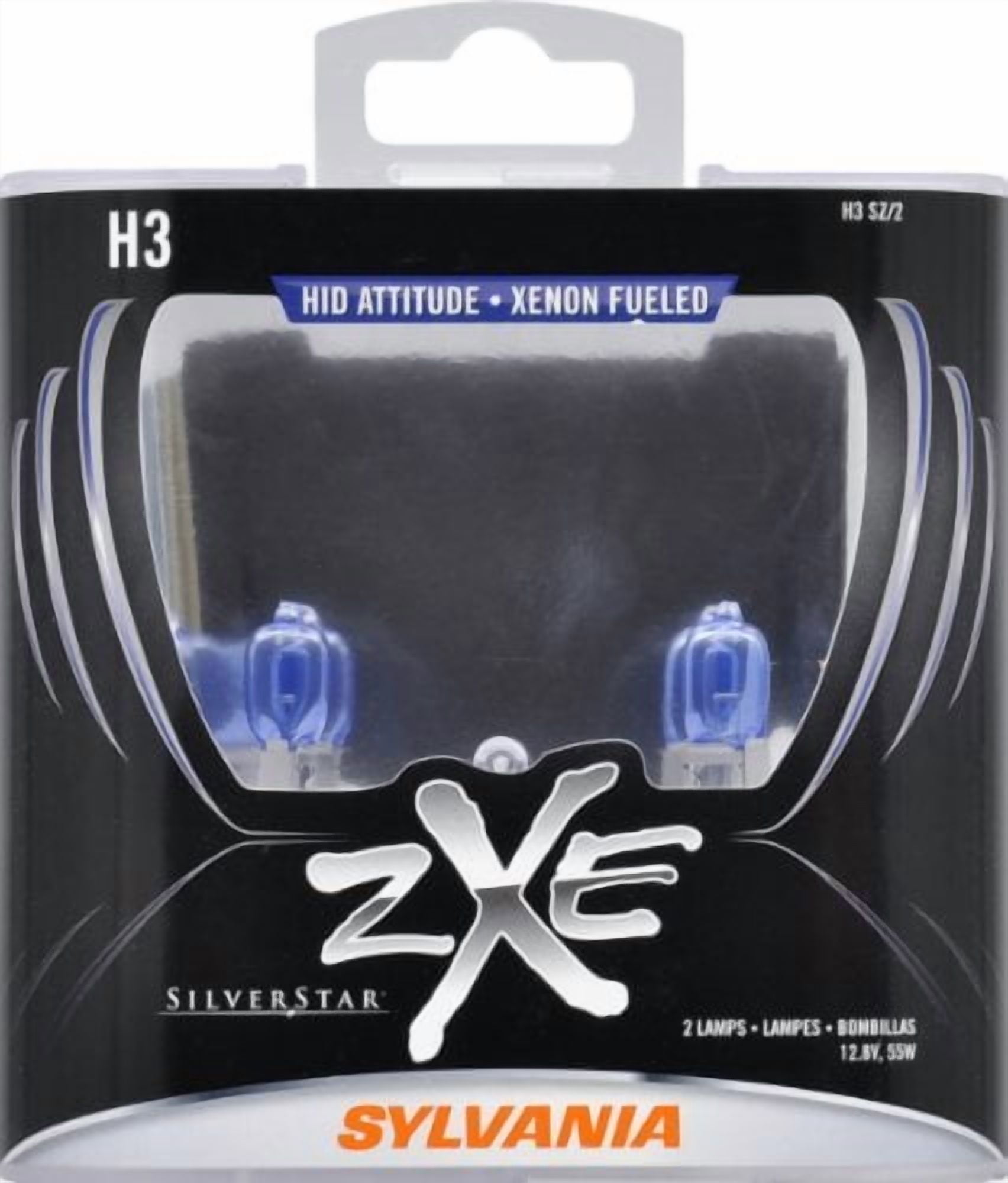 SYLVANIA H3 SilverStar zXe High Performance Halogen Fog Light Bulb, (Pack of 2)