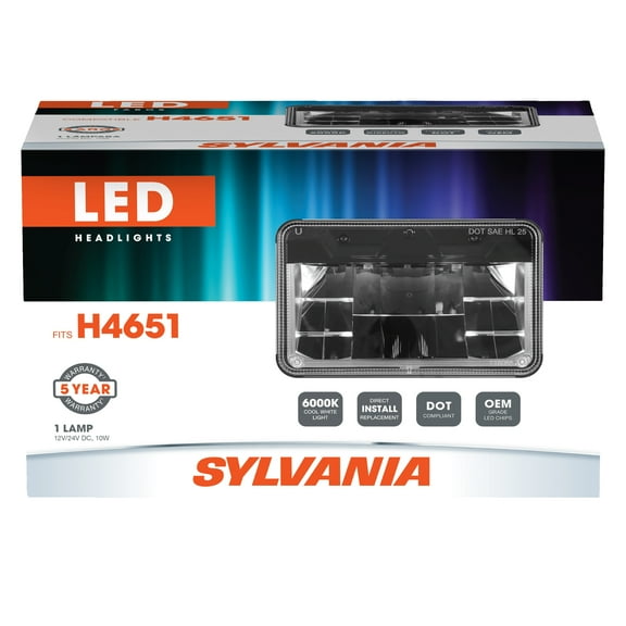 SYLVANIA - H4651 LED Sealed Beam Headlight - 4 x 6 Inch Rectangle - Cool White 6000K Sealed Beam Headlamp - Retrofit Light, Truck, Car, Motorcycle (Contains 1 Bulb)