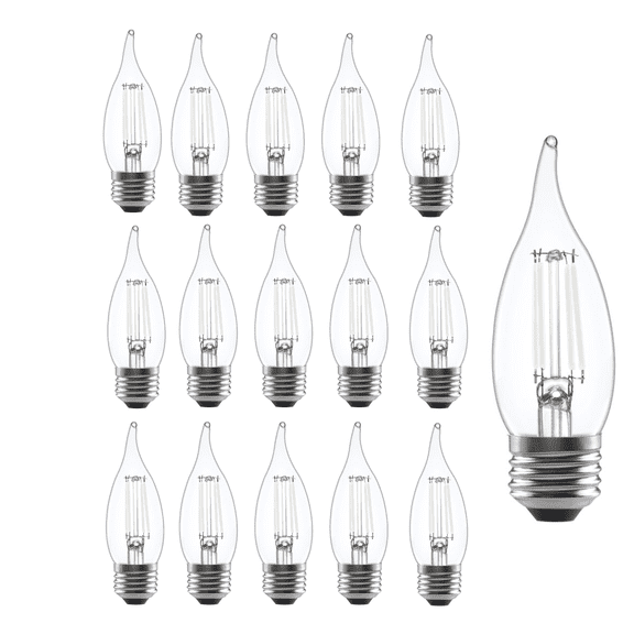SYLVANIA LED 3.5W (40W Eqv) Soft White Decor Light Bulbs, B10, E26 Base, Dim, White Filament (16 Pk)