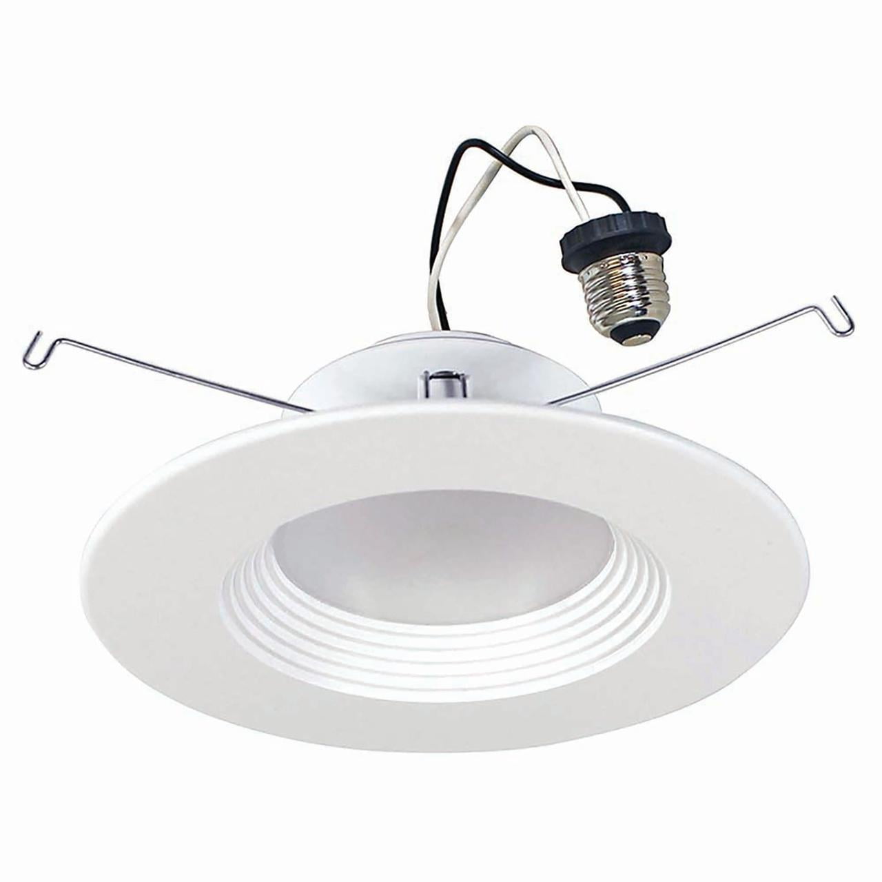 White Round LED Recessed Downlight with Trim, 5"-6"