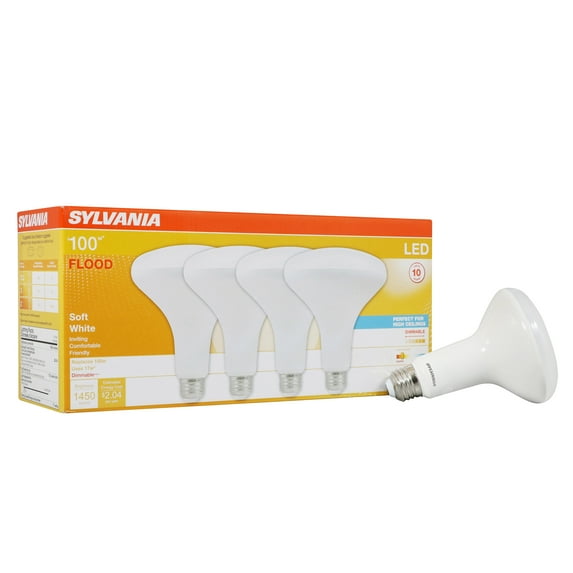 SYLVANIA LED Light Bulb, BR30, 17W, 2700K, Dimmable, Soft White, 4 Pack
