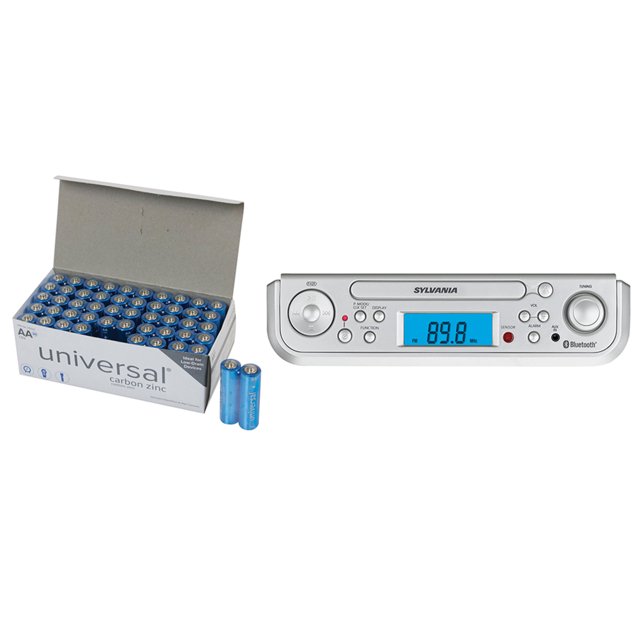 SYLVANIA SKCR2713 Bluetooth CD Clock Radio & UPG AA 50 PK