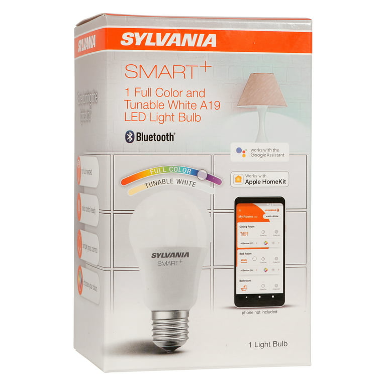 SYLVANIA Smart Bluetooth LED Light Bulb, A19, 60W, Full Color